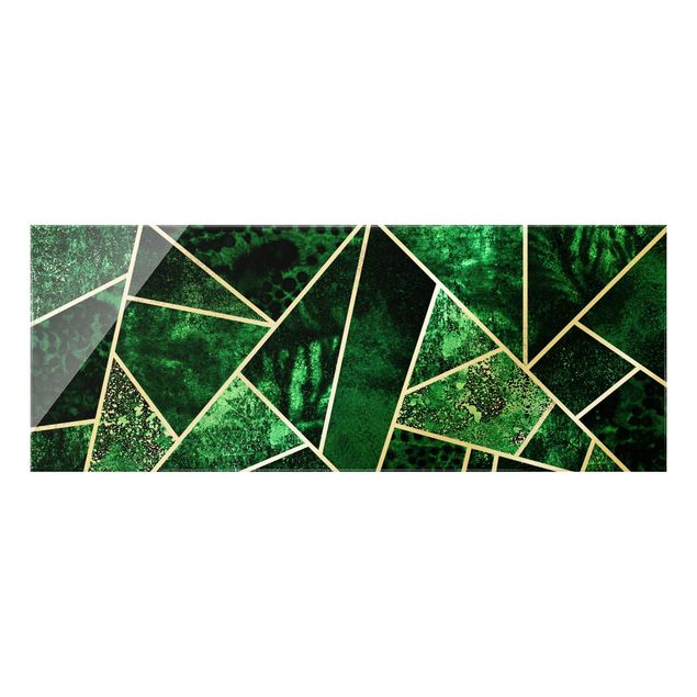 Tableau vert Géométrie dorée - Émeraude foncée