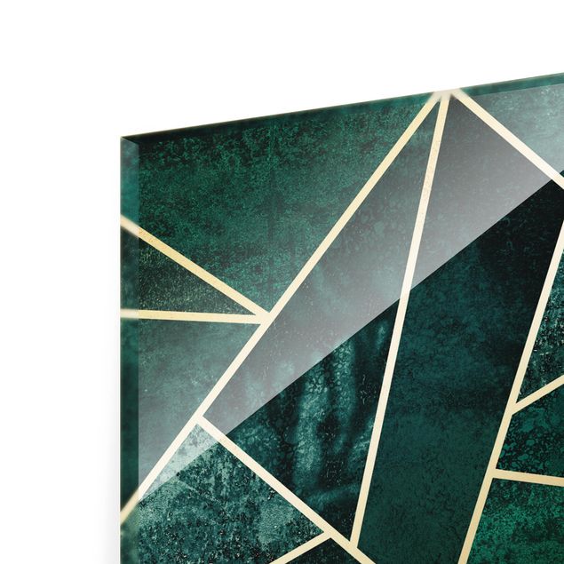 Tableaux muraux Géométrie dorée - Turquoise foncé
