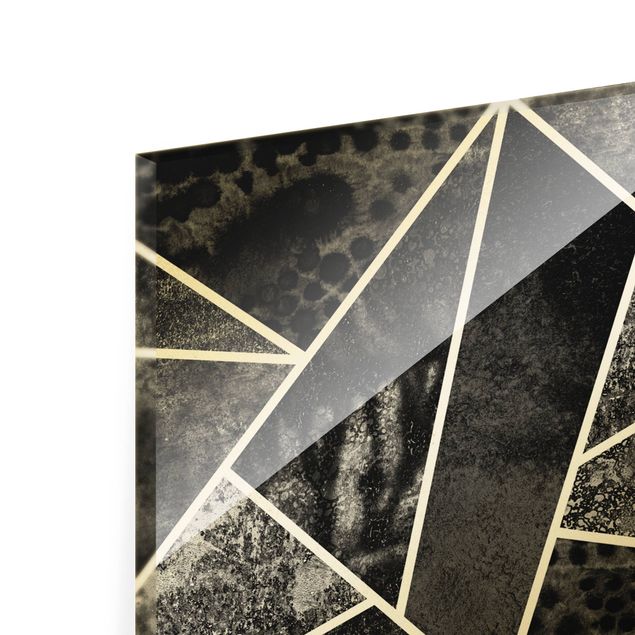 Tableau décoration Géométrie dorée - Triangles gris