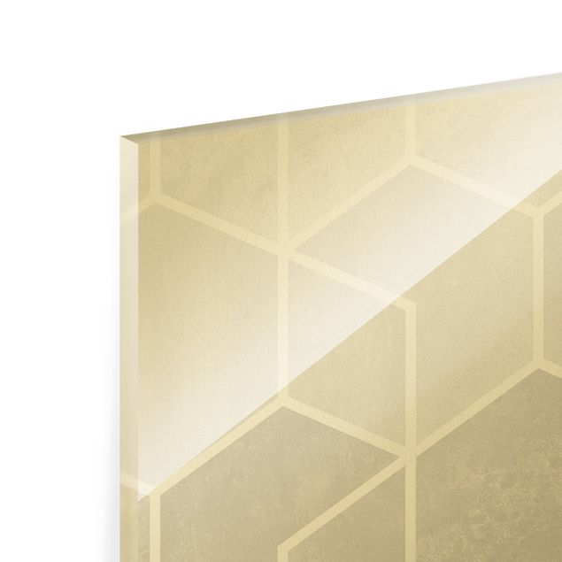 Tableaux de Elisabeth Fredriksson Géométrie dorée - Hexagones noir et blanc