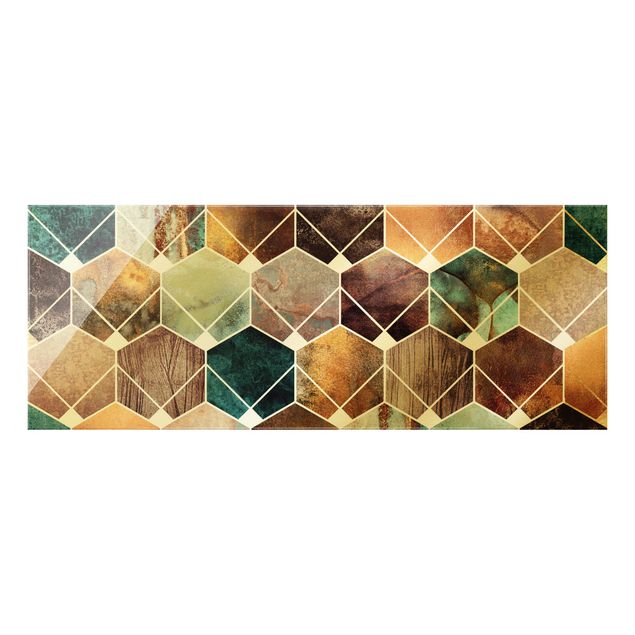 Tableaux turquoise Géométrie dorée - Turquoise Art Déco