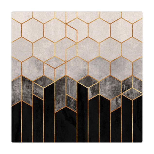 Tableaux de Elisabeth Fredriksson Hexagones d'or noir et blanc