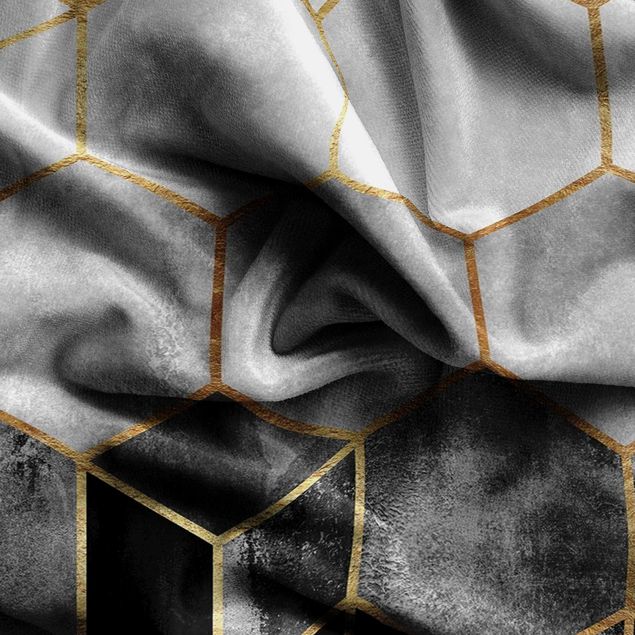 rideau occultant motif Golden Hexagons Black And White
