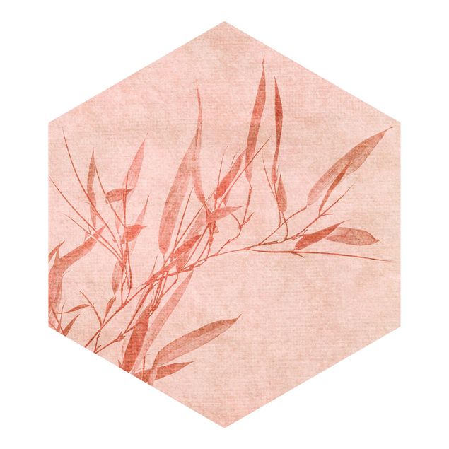 Papier peint panoramique Bambou Rose Soleil Doré
