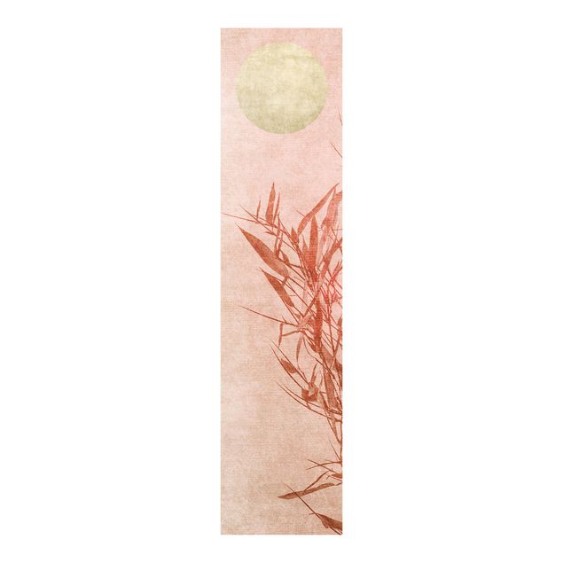 Panneau japonais paysage Bambou Rose Soleil Doré