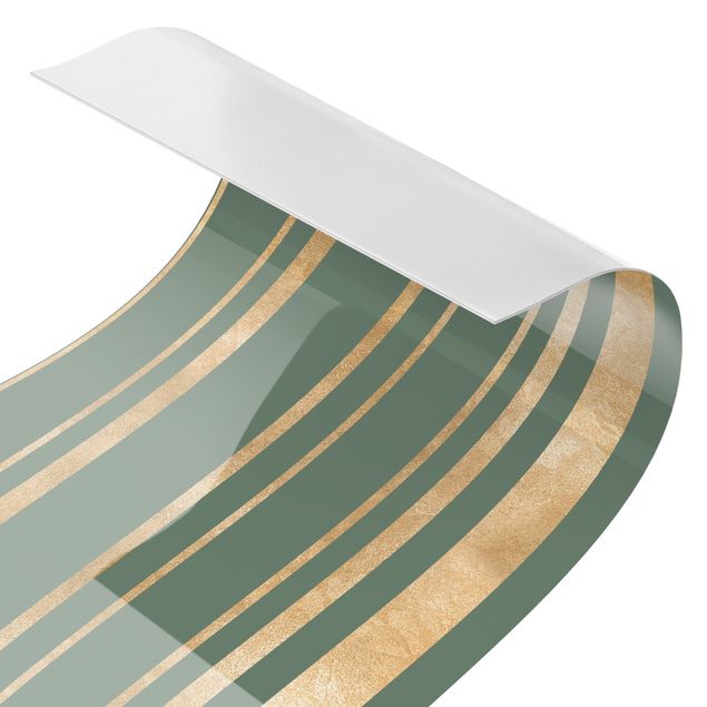 Revêtements muraux pour cuisine - Golden Stripes Green Backdrop II