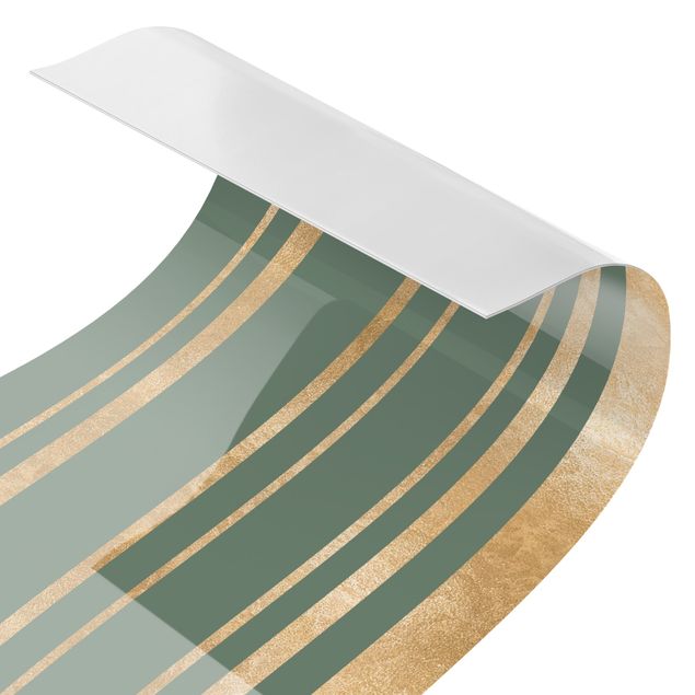Revêtement mural cuisine - Golden Stripes Green Backdrop