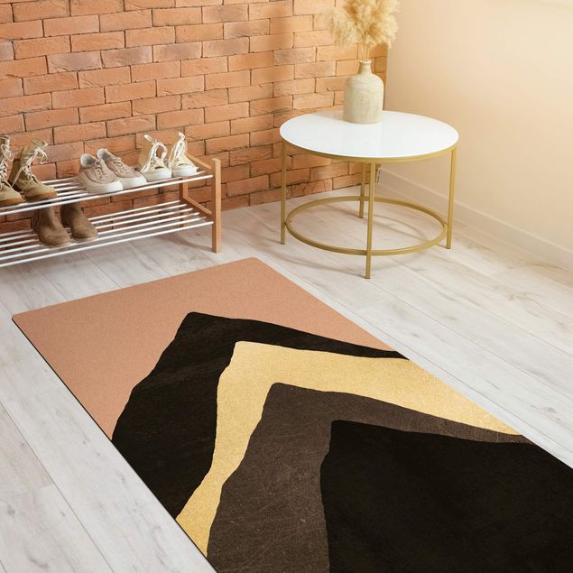 tapis salon moderne Montagne d'or noir et blanc