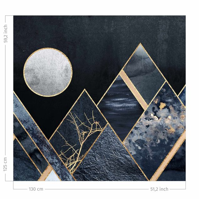 rideaux salon moderne Golden Moon Abstract Black Mountains