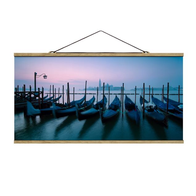 Tableau ton bleu Gondole à Venise au coucher du soleil