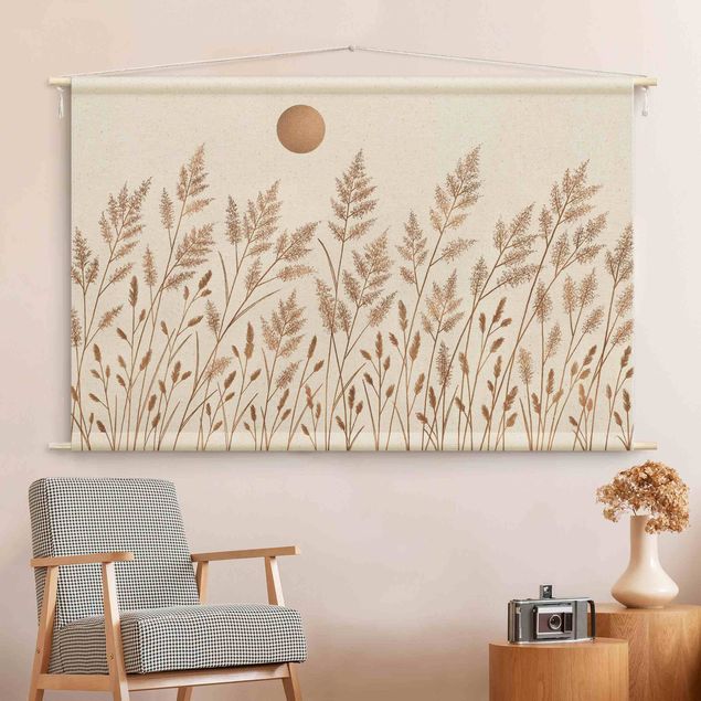 Tenture murale xxl Grasses And Moon In Gold