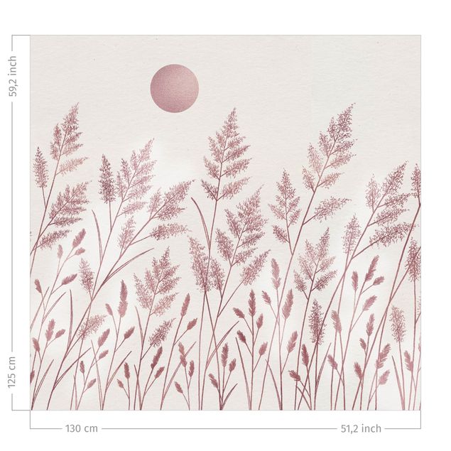 rideaux salon moderne Grasses And Moon In Coppery