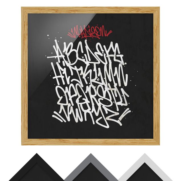Tableau avec cadre Graffiti Art Alphabet