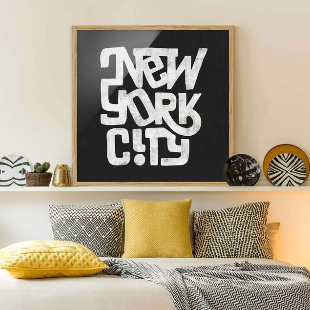 Tableaux encadrés noir et blanc Graffiti Art Calligraphy New York City Black