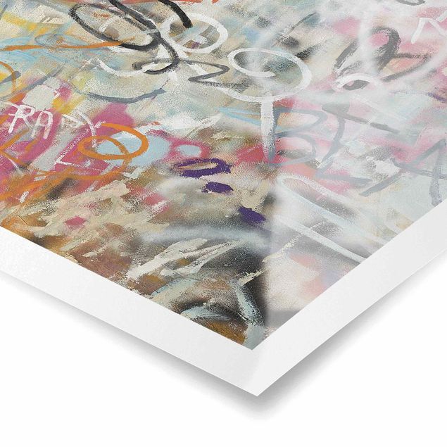 Poster reproduction - Graffiti Love In Pastel