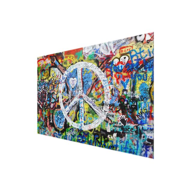 Tableaux en verre magnétique Graffiti Wall Peace Sign