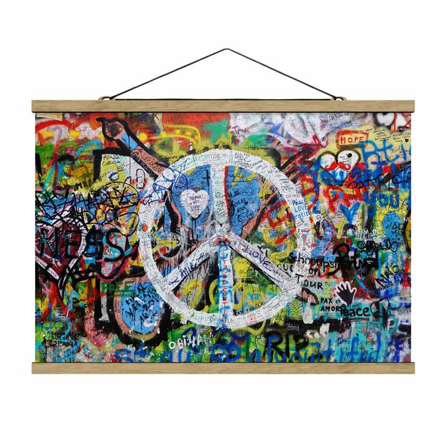 Tableau multicolore Graffiti Wall Peace Sign