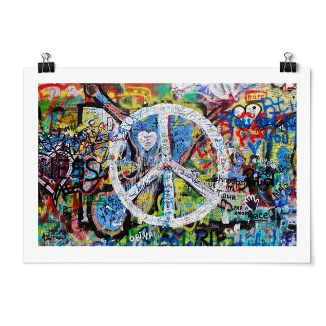 Tableaux multicolore Graffiti Wall Peace Sign