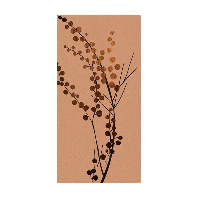 Tapis en liège - Graphical Plant World - Berries Gold - Format portrait 1:2