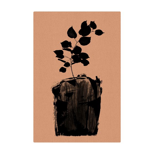 Tapis en liège - Graphical Plant World - Black Leaves - Format portrait 2:3