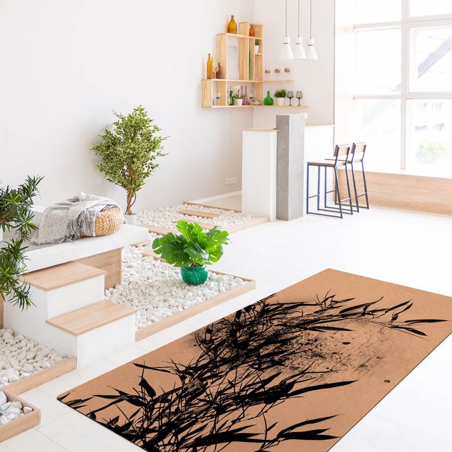 tapis modernes Monde végétal graphique - Bambou noir