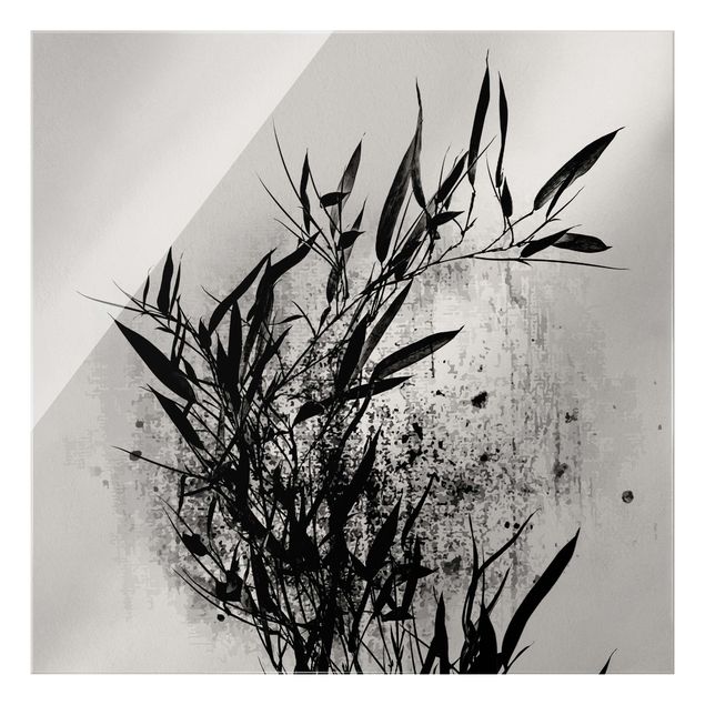 Tableaux en verre fleurs Monde végétal graphique - Bambou noir