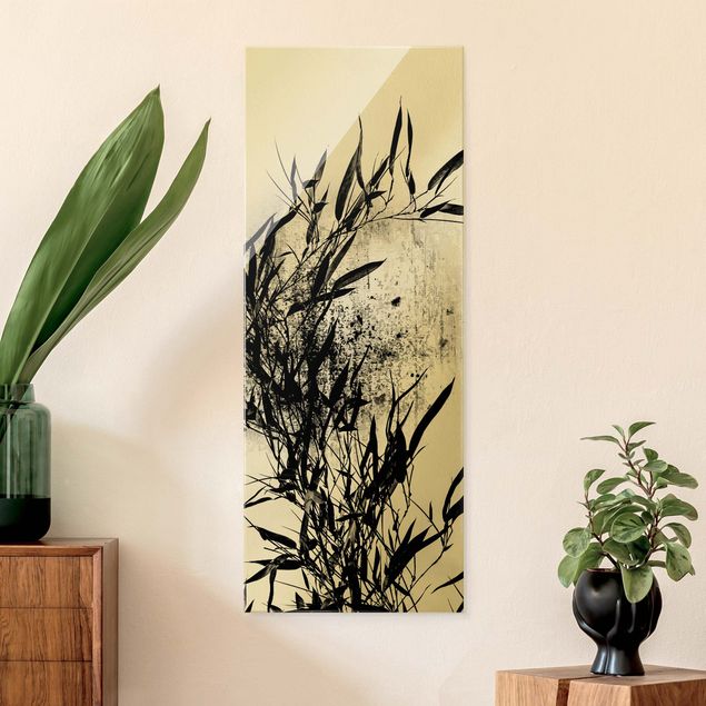 Tableau paysages Monde végétal graphique - Bambou noir