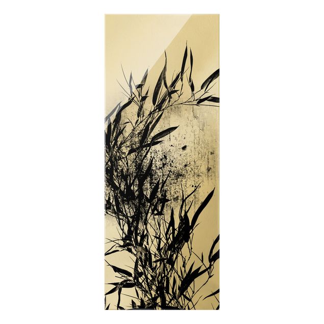 Tableaux en verre fleurs Monde végétal graphique - Bambou noir