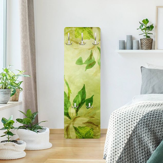 Porte-manteaux muraux avec dessins Fleurs vertes