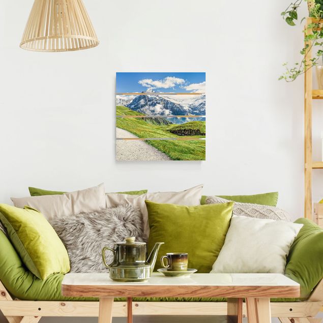 Tableaux en bois avec paysage Panorama de Grindelwald