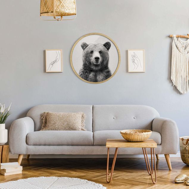 Tableaux ours Ours Grizzly Gustel Noir et Blanc