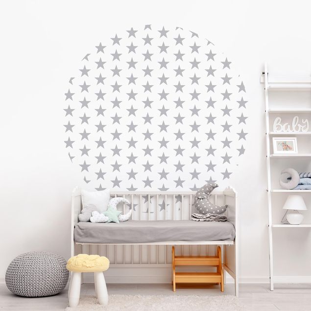 Déco chambre bébé Grandes étoiles grises sur blanc