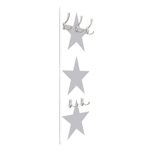 Porte-manteau - Large Grey Stars On White