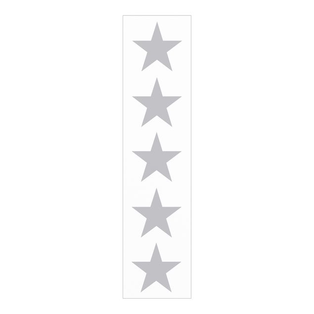 Panneaux coulissants avec dessins Grandes étoiles grises sur blanc