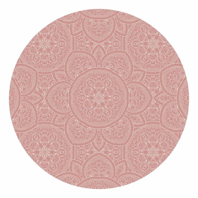 papier peint graphique Grand motif de mandala en rose antique