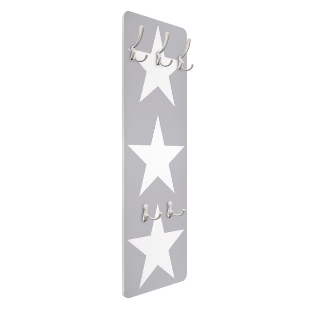 Porte-manteau - Large white stars on grey