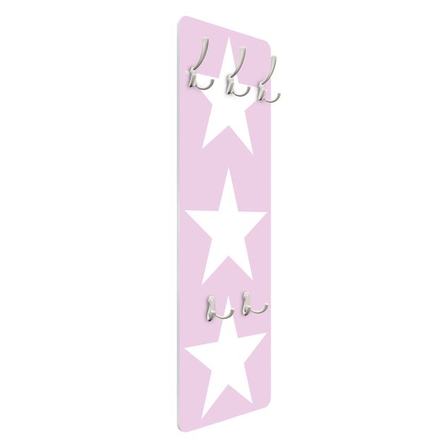 Porte-manteau - Big White Stars on Pink