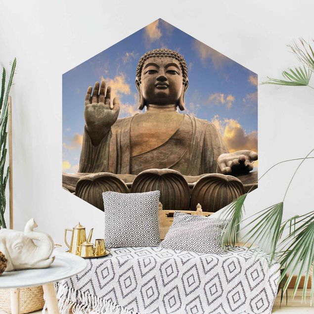 Papier peint panoramique hexagonal Grand Bouddha