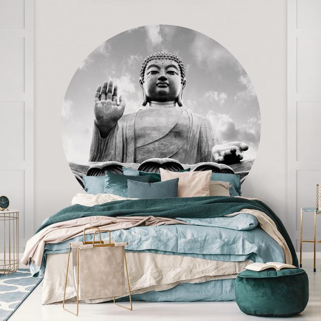 Papier peint moderne Grand Bouddha Noir et Blanc