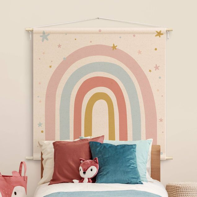 Tenture murale moderne Big Rainbow With Stars And Dots
