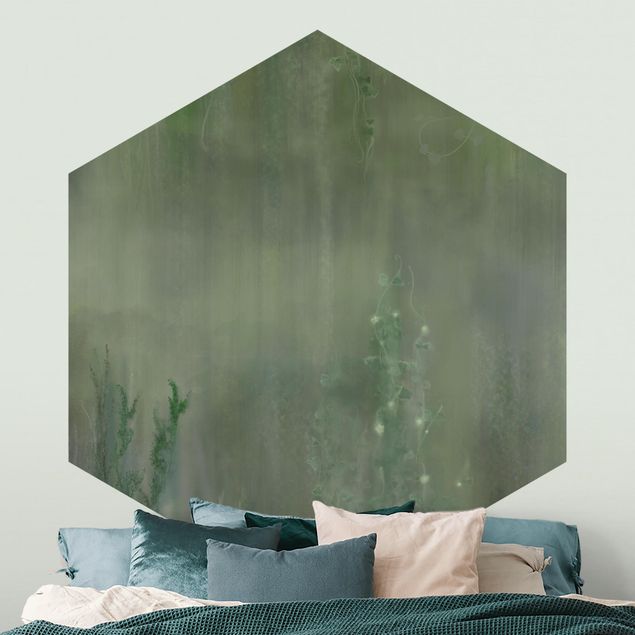 tapisserie panoramique Motif vert mystique