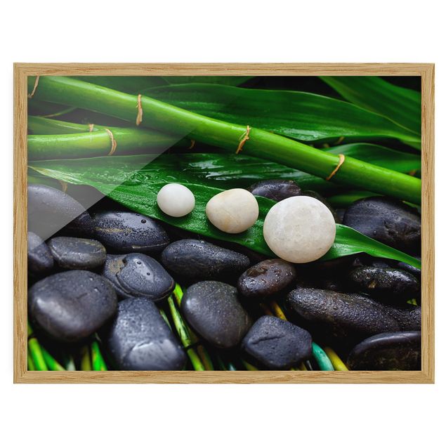 Tableaux reproductions Bambou vert avec pierres zen