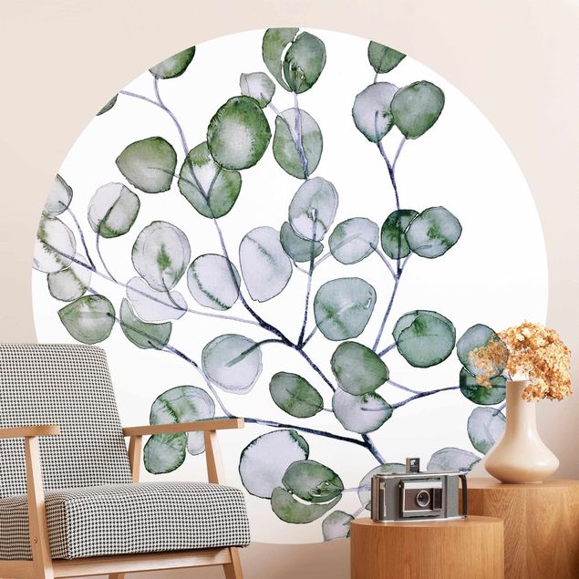Déco murale cuisine Branche d'eucalyptus vert aquarelle