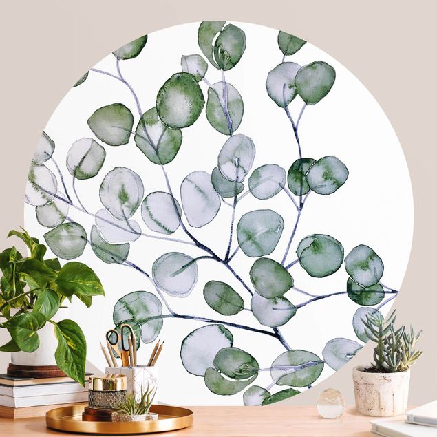 Papiers peints modernes Branche d'eucalyptus vert aquarelle