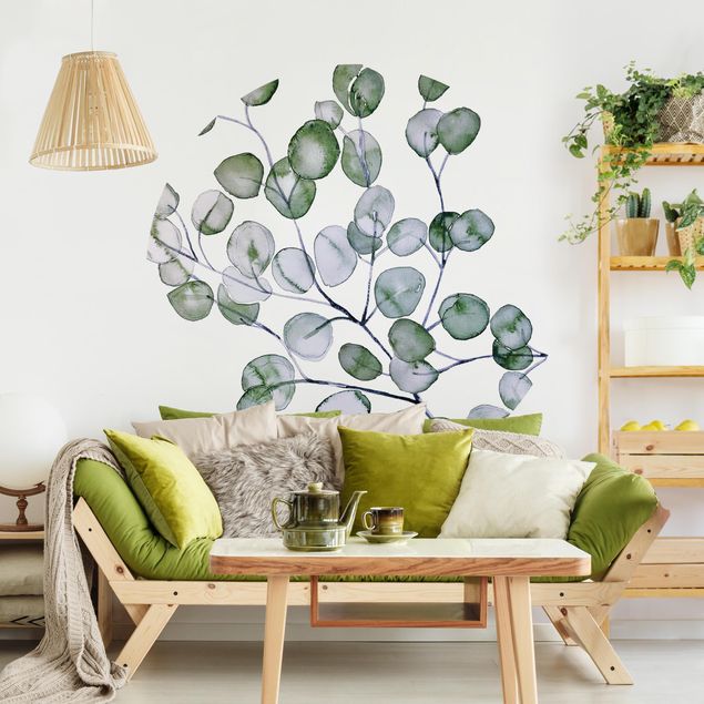 Papiers peints verts Branche d'eucalyptus vert aquarelle