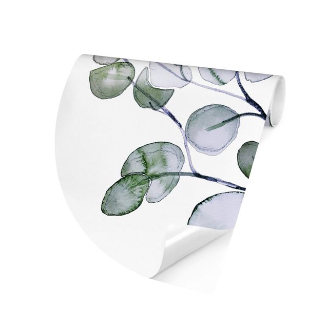 tapisserie panoramique Branche d'eucalyptus vert aquarelle