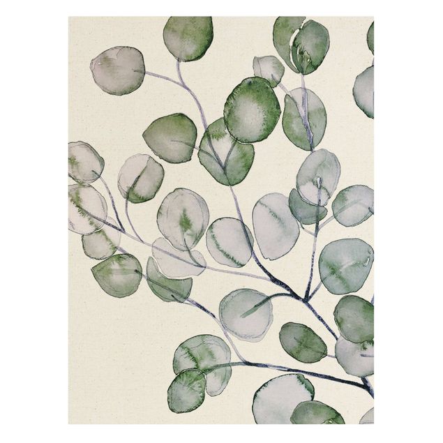 Tableau couleur vert Branche d'eucalyptus vert aquarelle