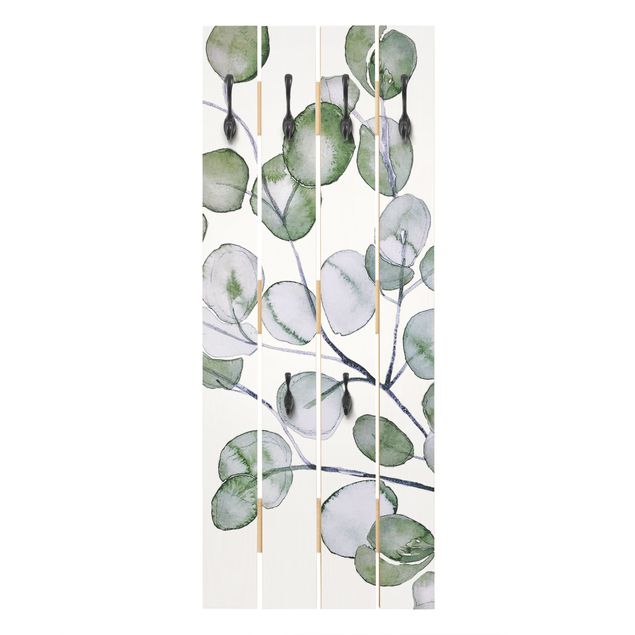 Porte-manteaux muraux verts Branche d'eucalyptus vert aquarelle