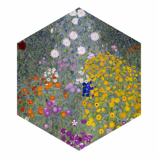 Papier peint hexagonal Gustav Klimt - Jardin de cottage