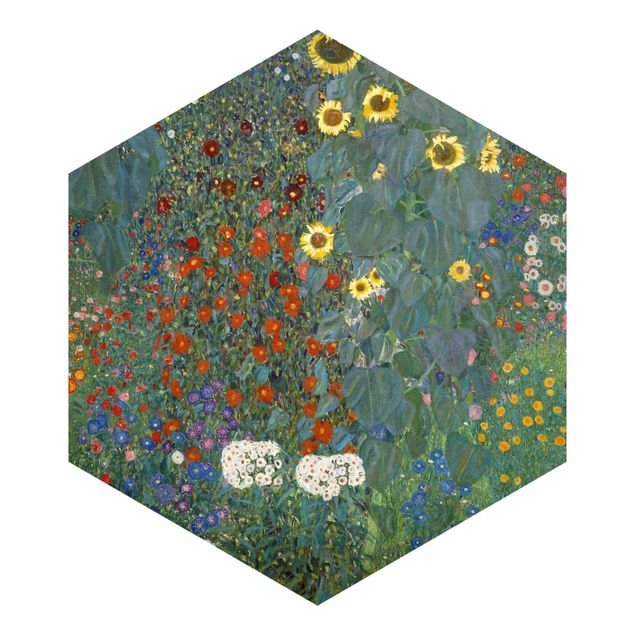 Papier peint fleurs Gustav Klimt - Tournesols de jardin